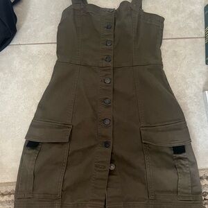 Olive Green Button-Down Dress
